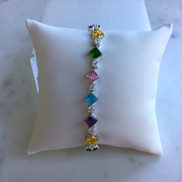 Sterling 8” Multi Color Cz Tennis Bracelet - Picture 11 of 11